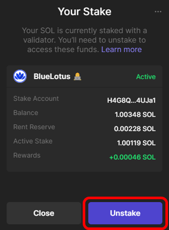 Unstaking With Phantom 7