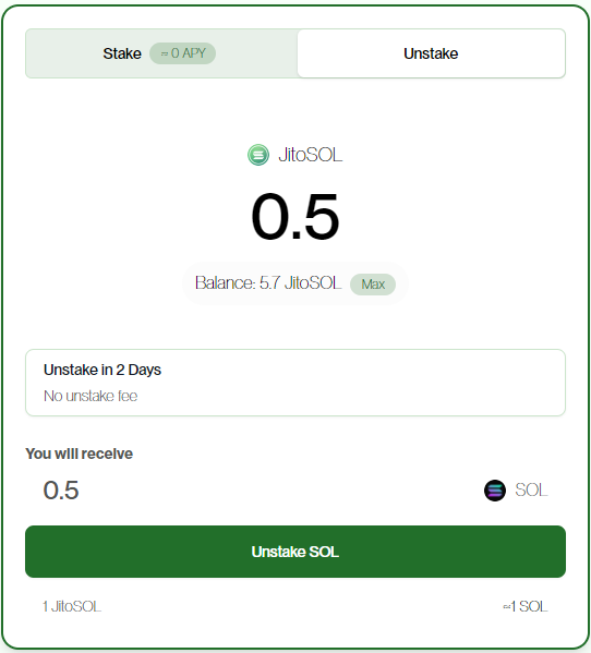 Unstaking with SolFlare 1