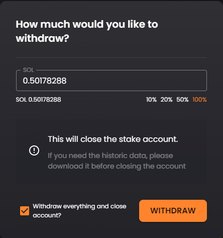 Unstaking with SolFlare 13