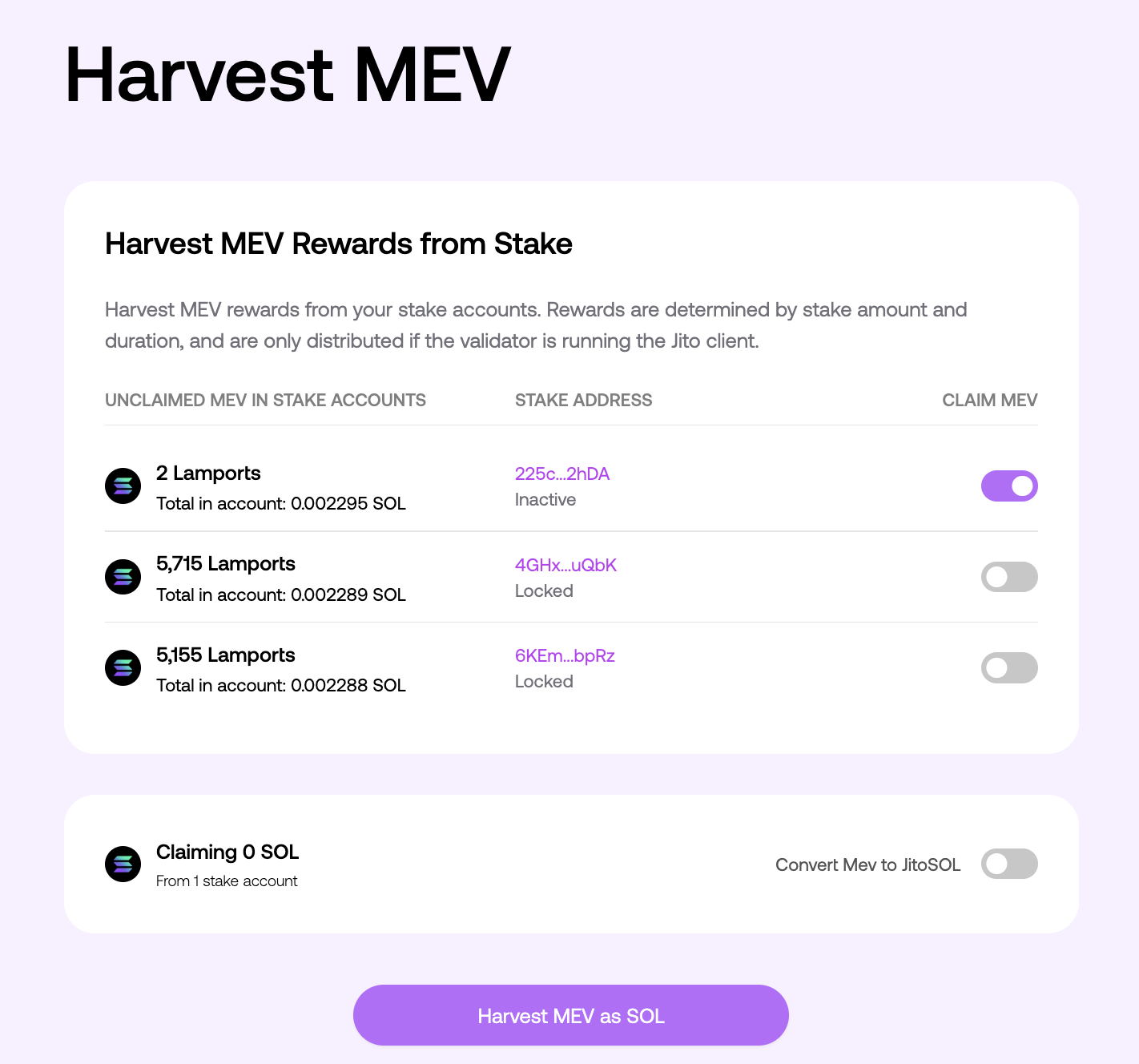MEV Harvest Interface