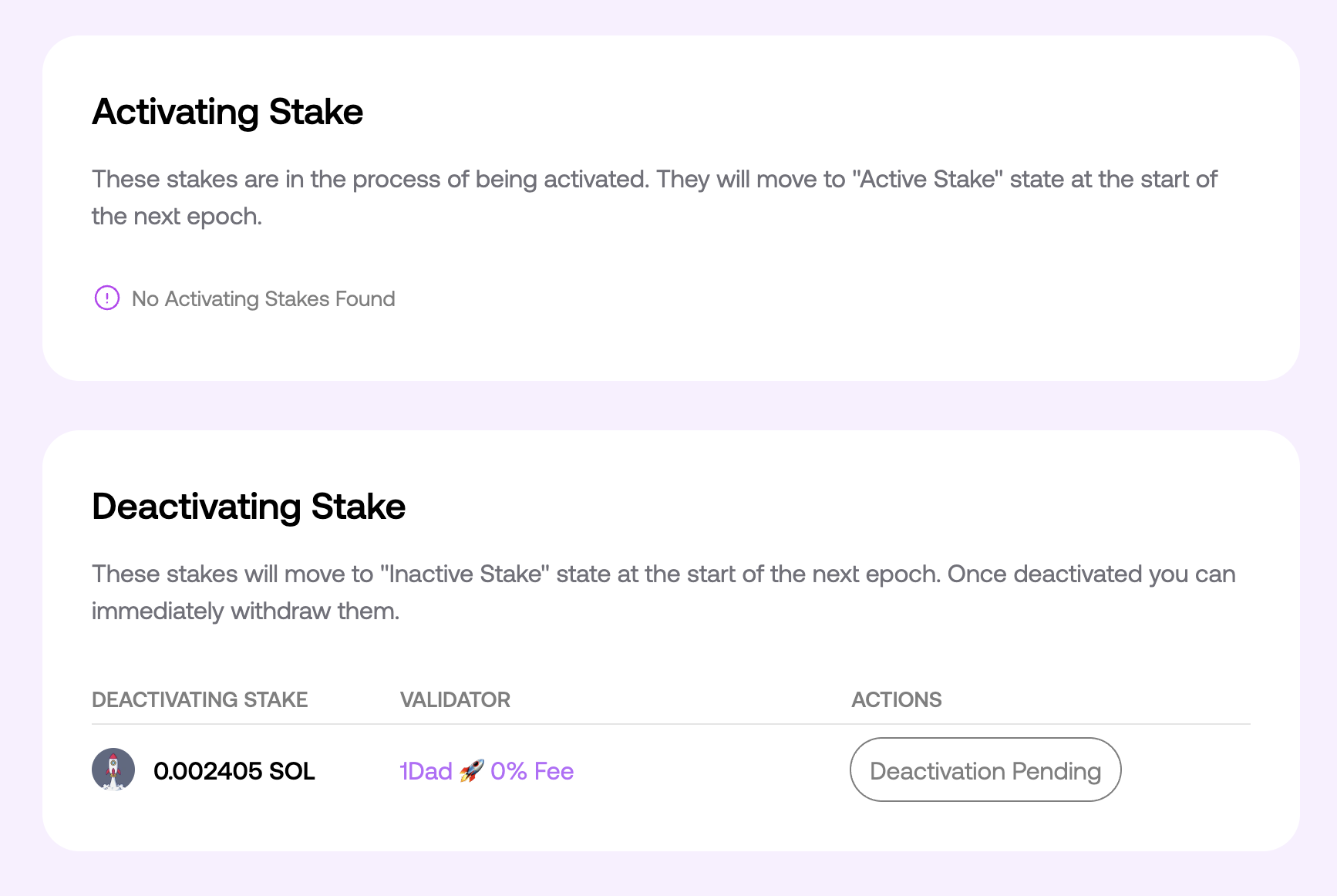 Deactivating Stakes