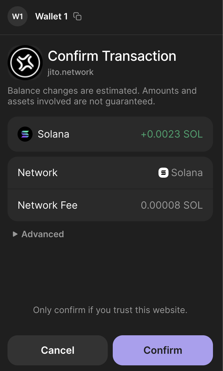 Wallet Confirmation - Withdraw