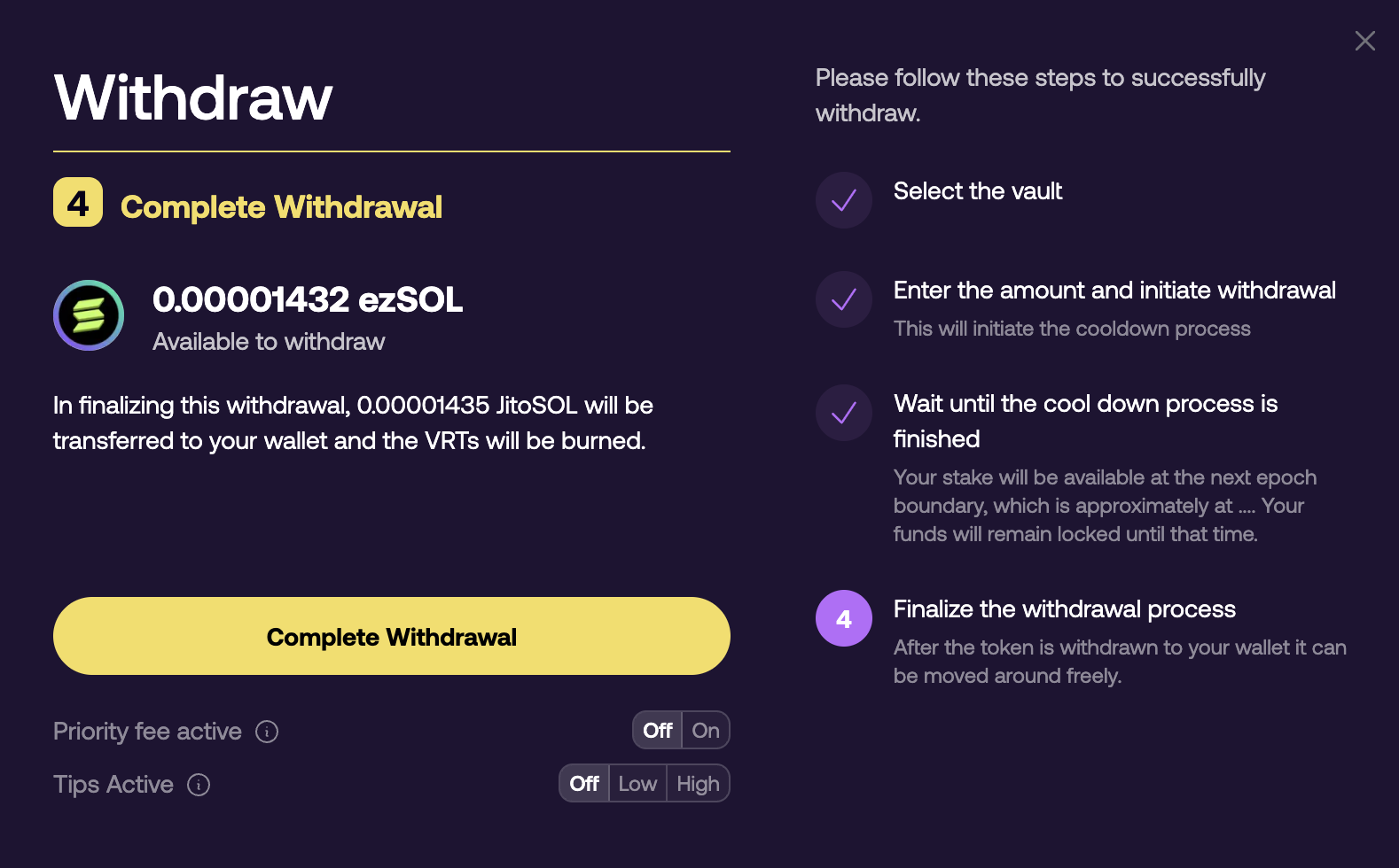 (Re)staking Complete Withdrawal