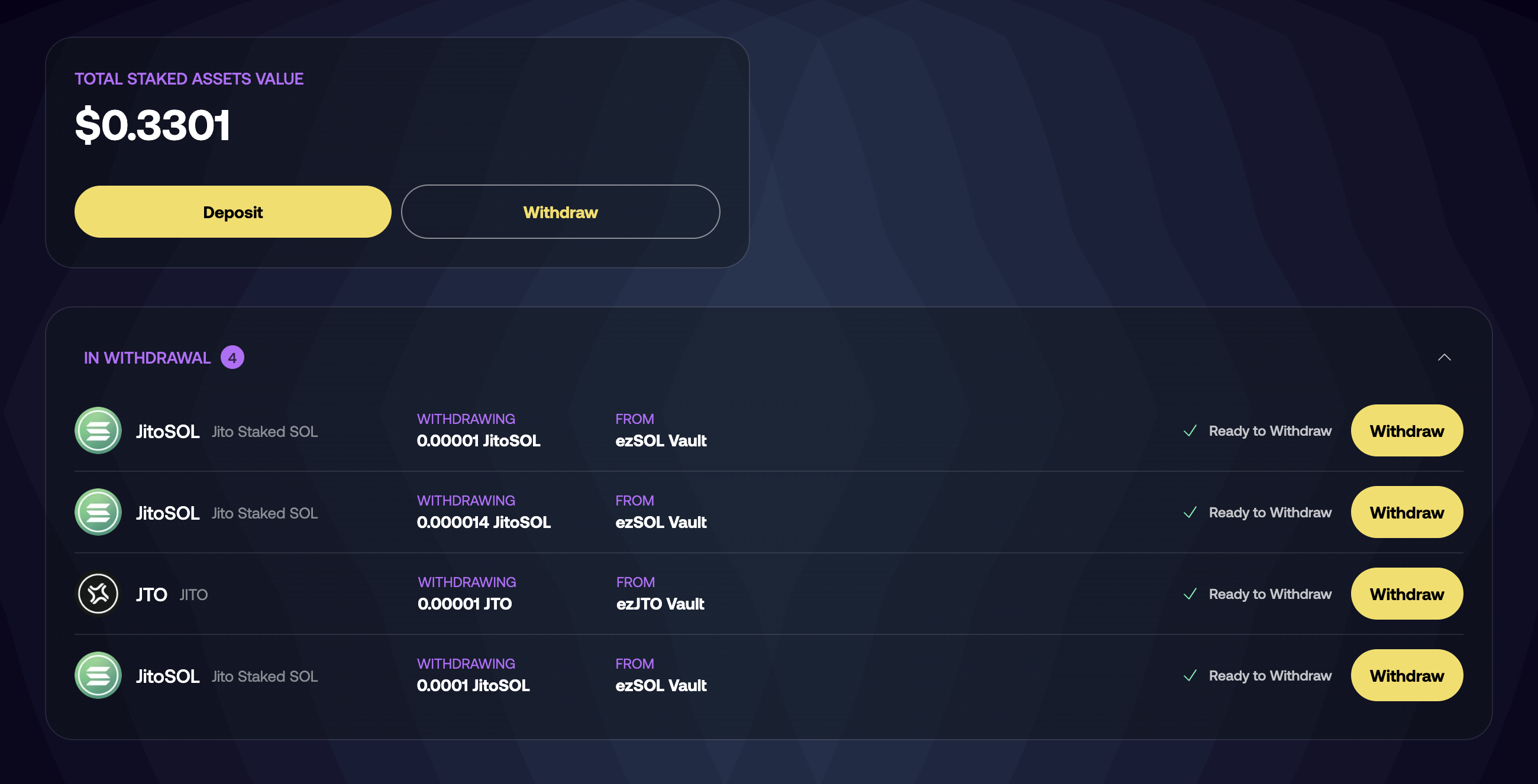 (Re)staking Dashboard -- In Withdrawal
