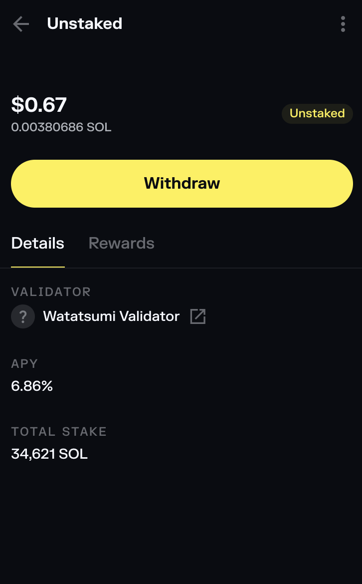 Solflare Unstaked SOL Ready