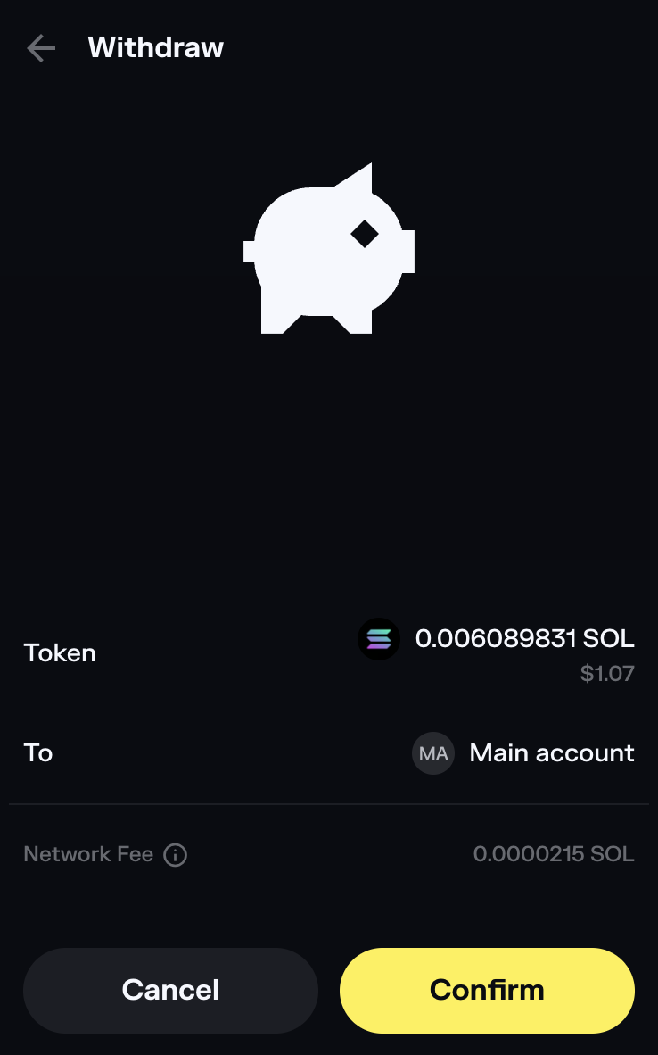 Solflare Withdraw Confirmation