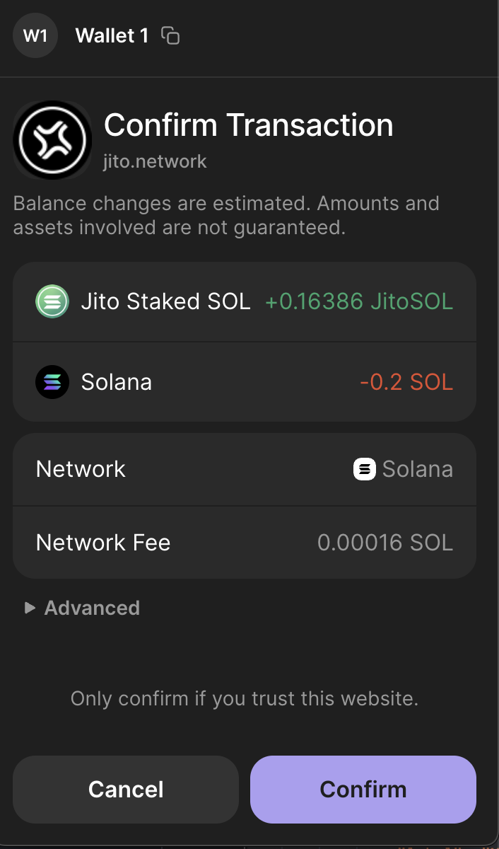 Wallet Confirmation