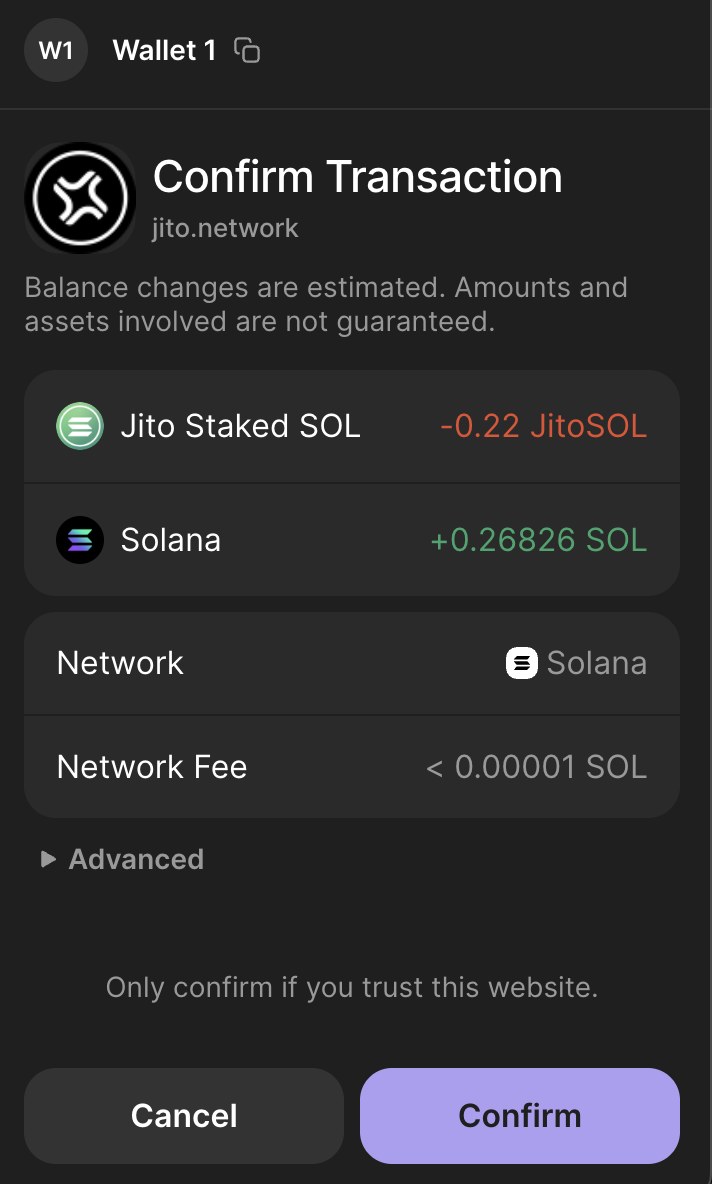 Jupiter Unstaking Confirmation