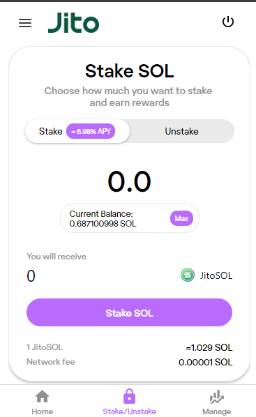 stakeSolForJitoSol backpack 5