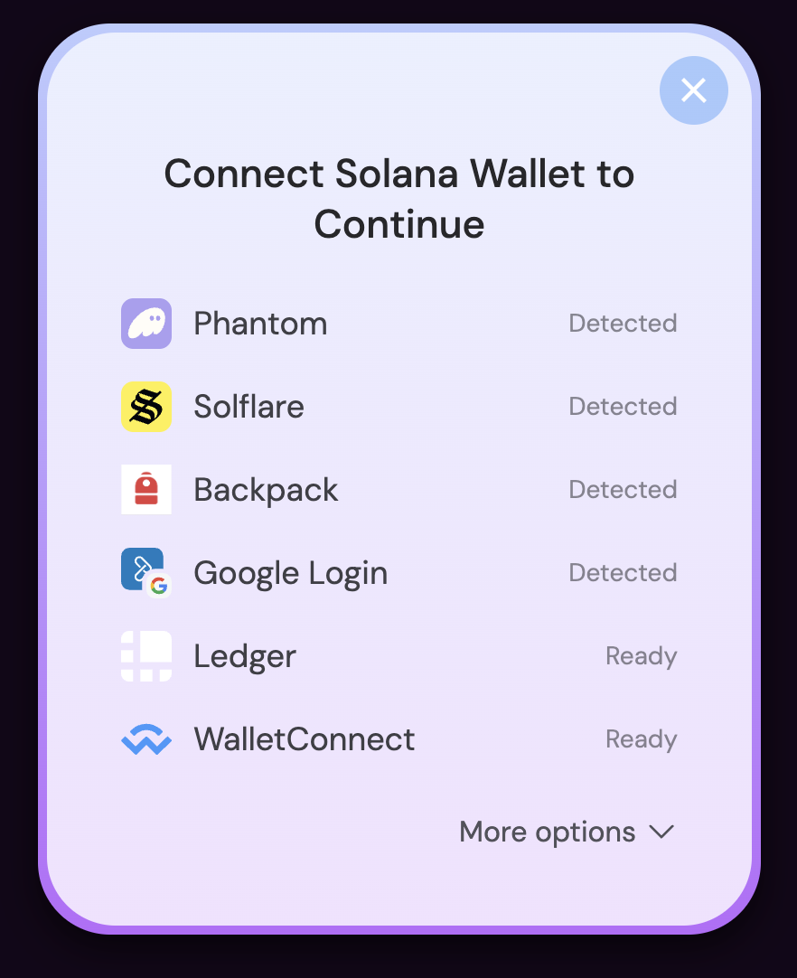 Choose Wallet Options